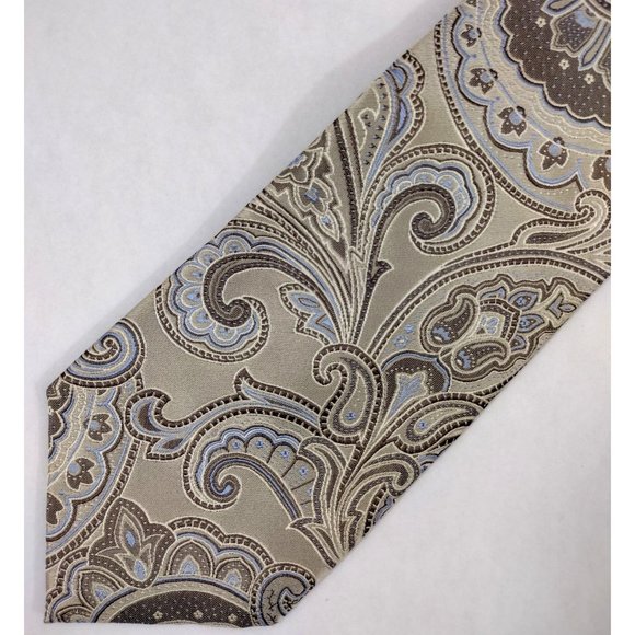 3x Pronto Uomo Men's Neckties ties All Silk Paisley geometric shapes squares - Picture 2 of 16